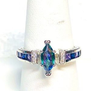 ♦️💍Sterling silver ring marquise mystic topaz